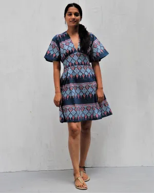 Midnight Dream Hand Block-Printed Cotton Dress -  Neelanjali