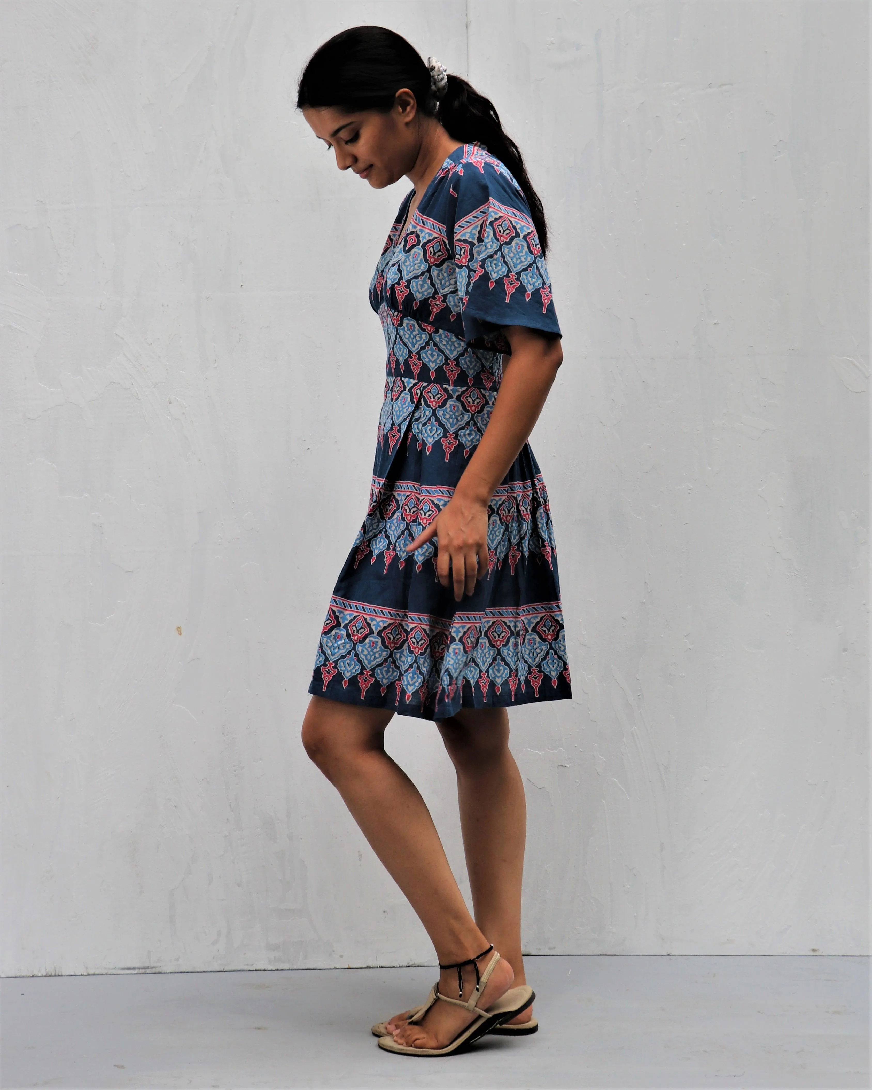 Midnight Dream Hand Block-Printed Cotton Dress -  Neelanjali