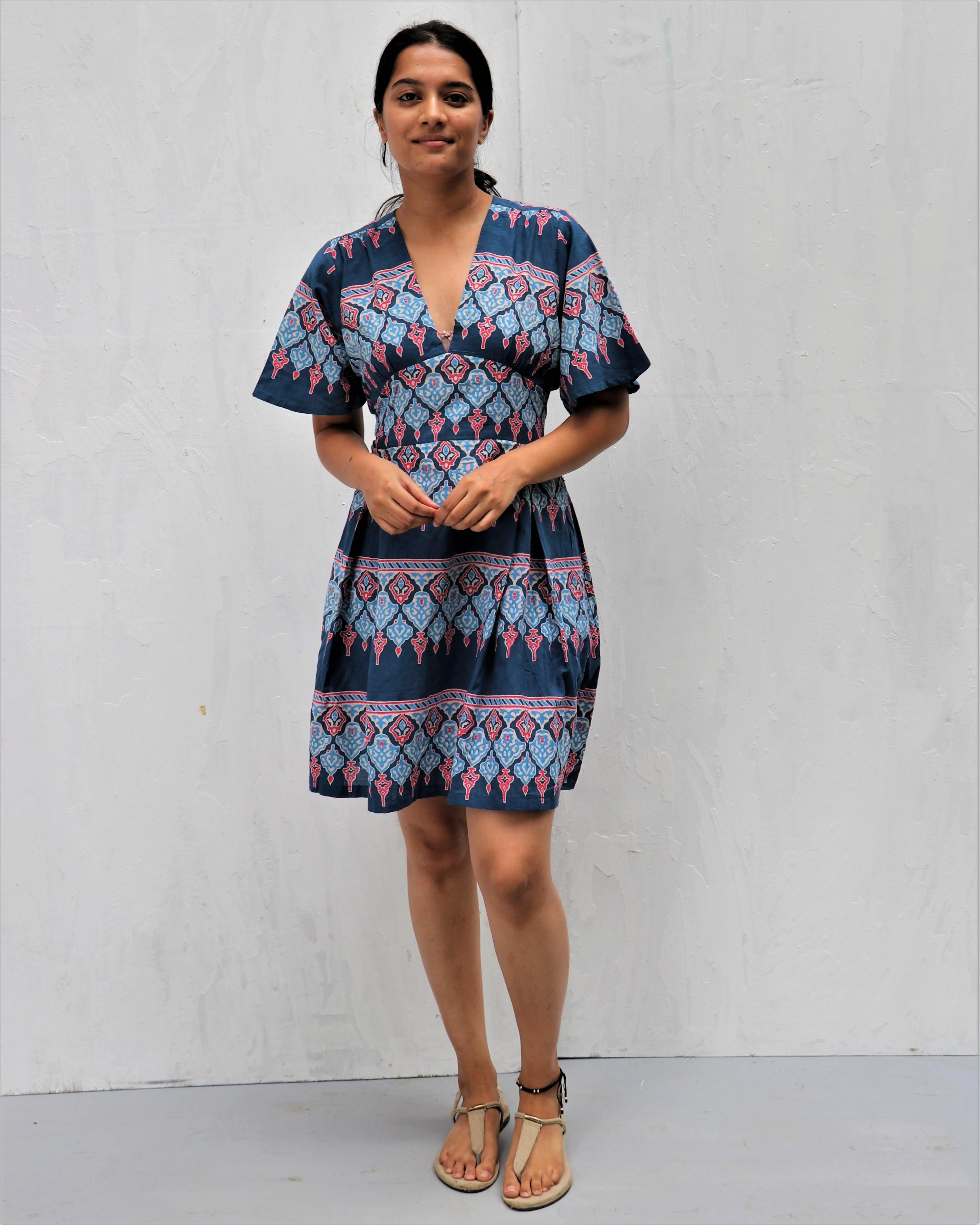 Midnight Dream Hand Block-Printed Cotton Dress -  Neelanjali