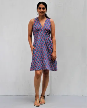 Midnight Garden Hand Block-Printed Cotton Dress - Neelanjali