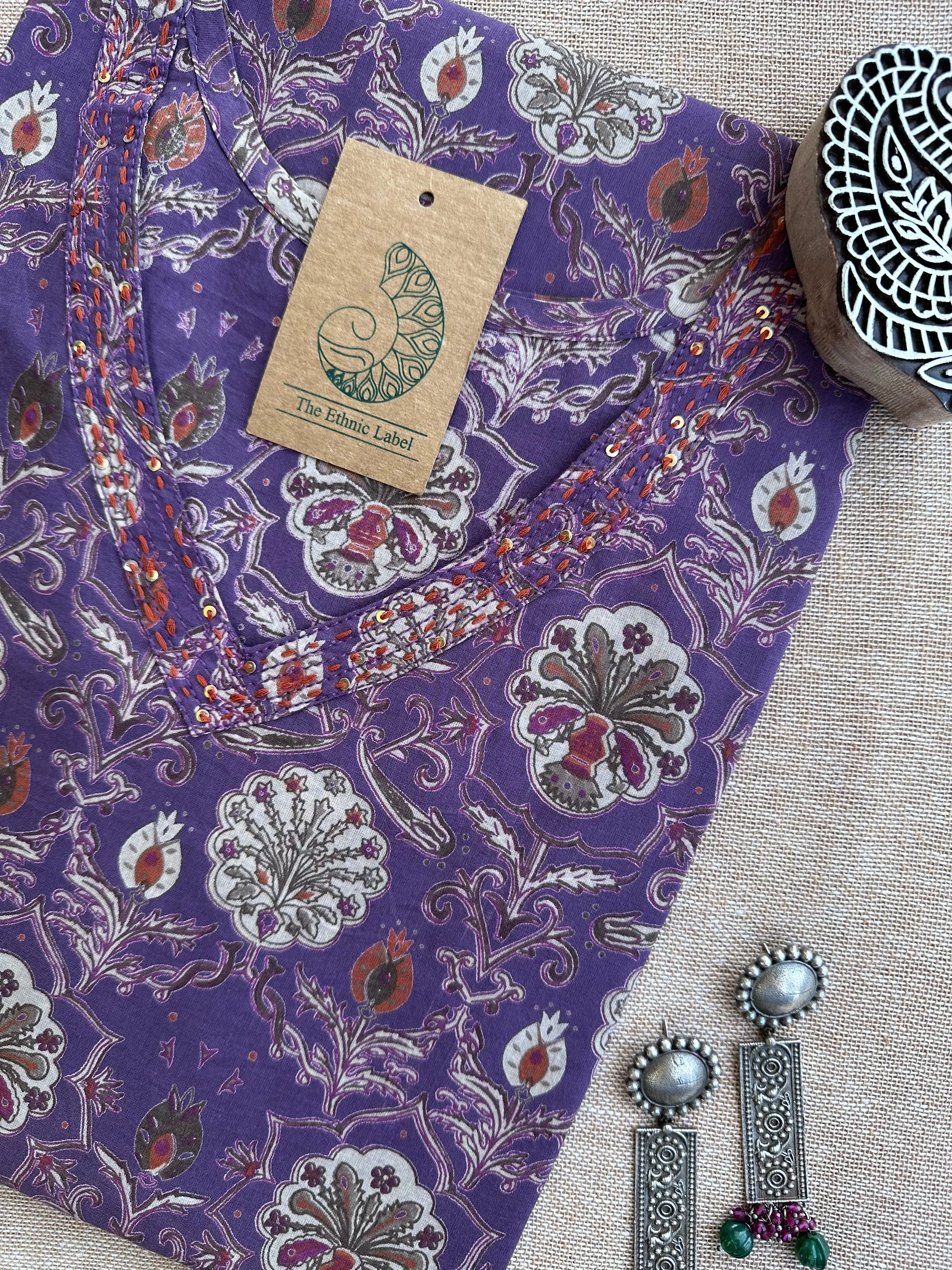 Moira Hand Block Printed Cotton kurta - XXL