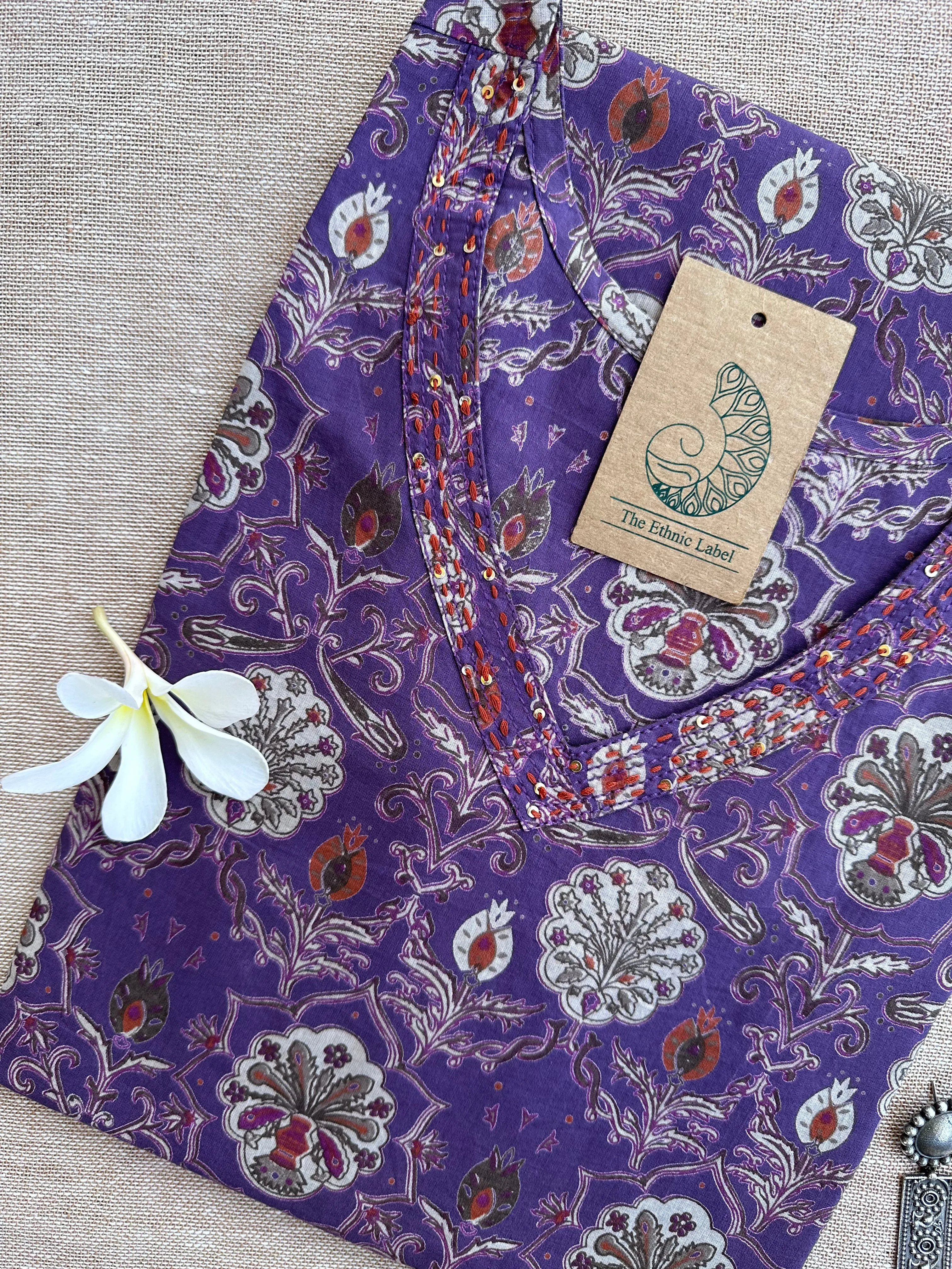 Moira Hand Block Printed Cotton kurta - XXL