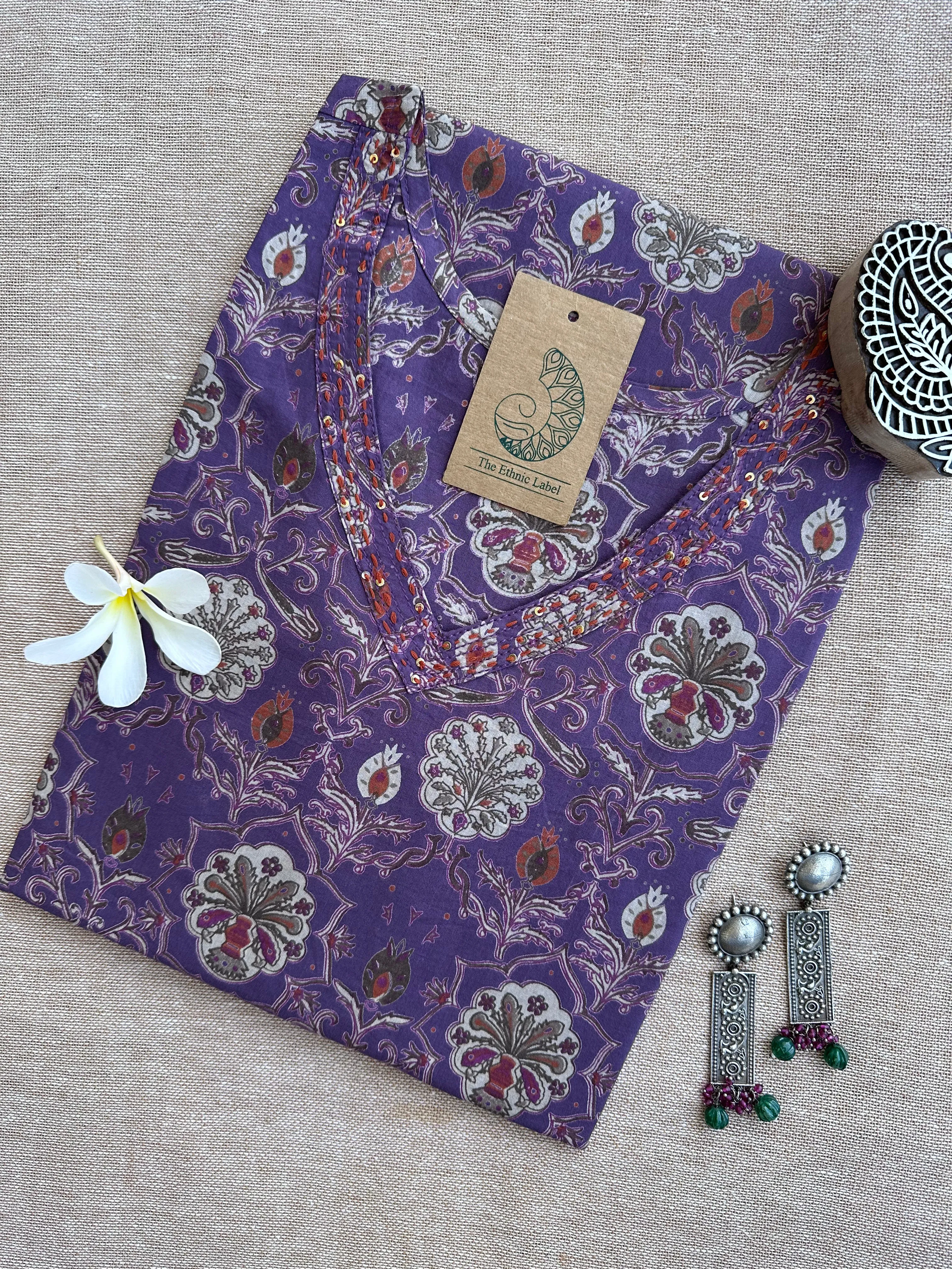 Moira Hand Block Printed Cotton kurta - XXL