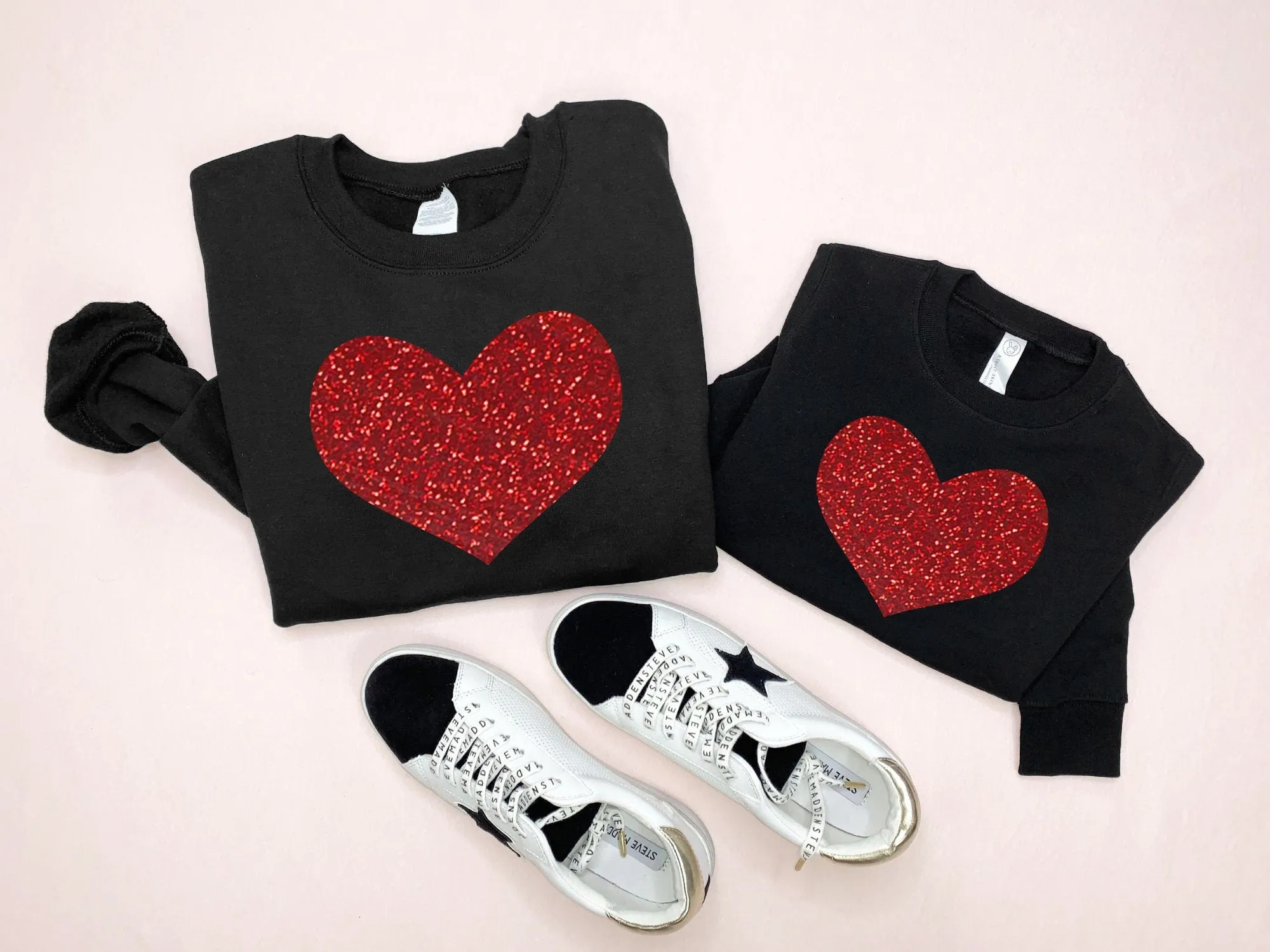 Mommy & Me Matching Red Glitter Hearts