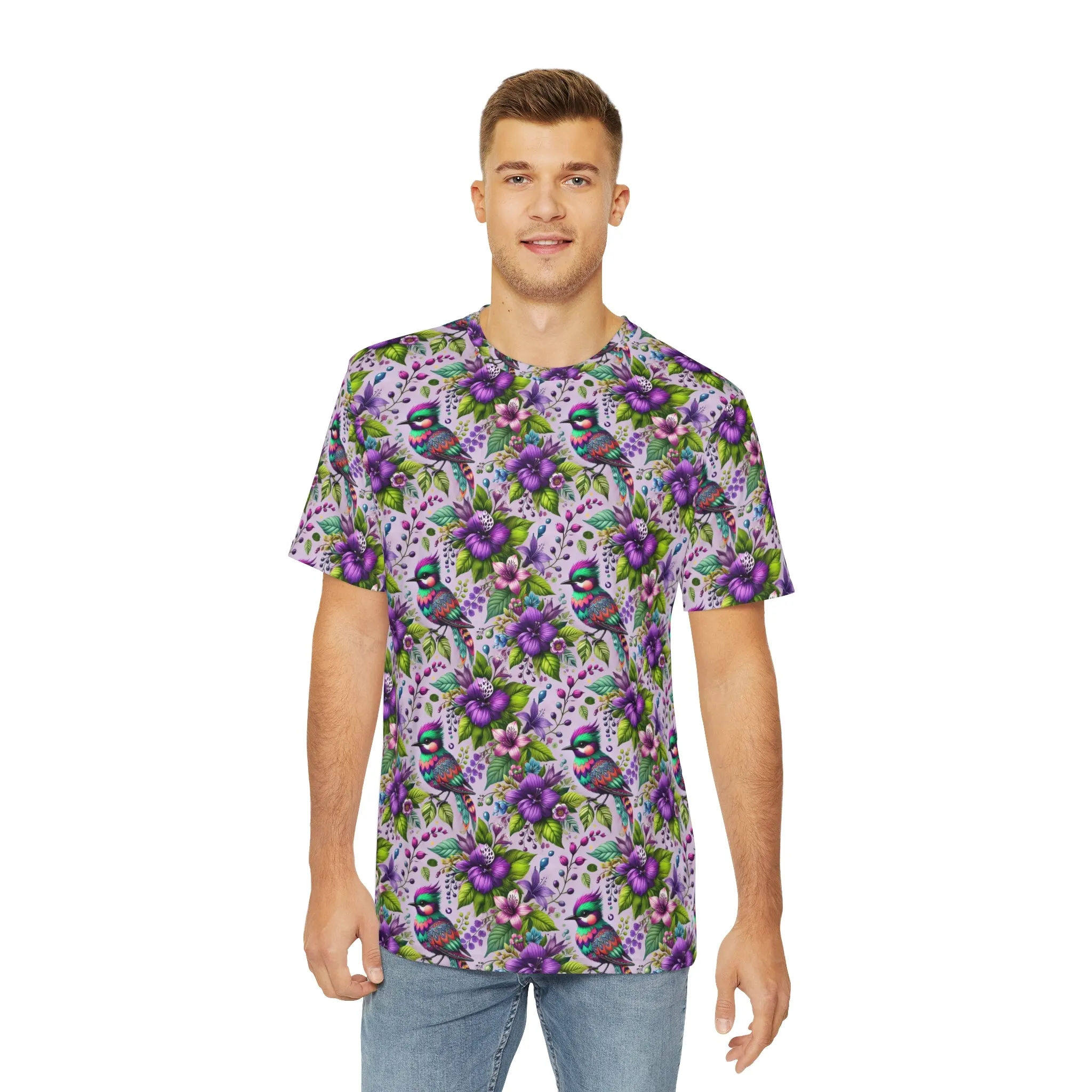Mrs. Woodpecker Bird Print Super Soft Men's Polyester Tee