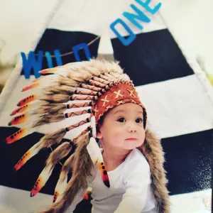 N01- For 9 to 18 month Toddler / Baby: three colors  Native American Style Indian Headdress for the little ones !