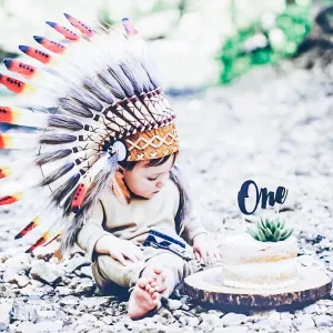 N01- For 9 to 18 month Toddler / Baby: three colors  Native American Style Indian Headdress for the little ones !