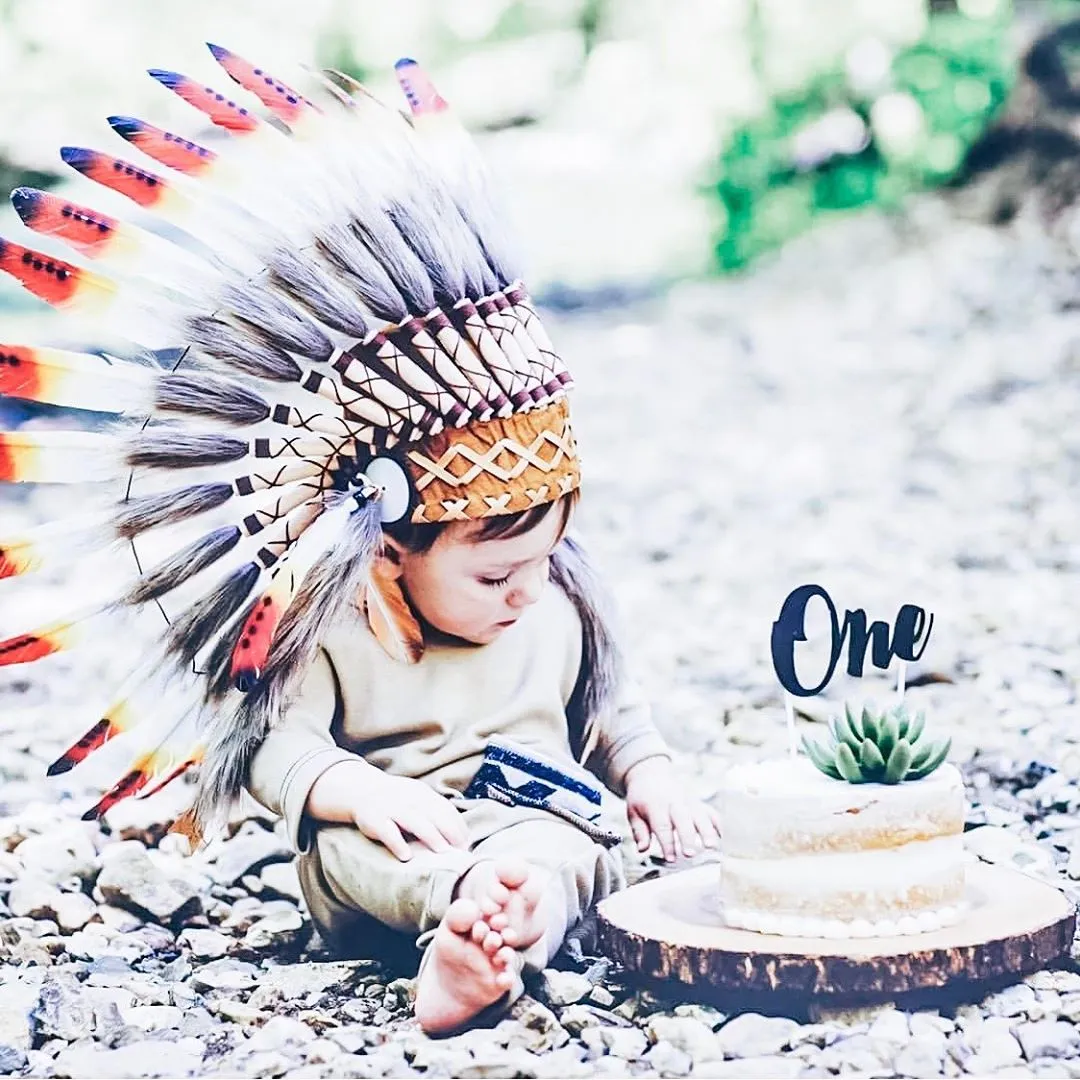 N01- For 9 to 18 month Toddler / Baby: three colors  Native American Style Indian Headdress for the little ones !