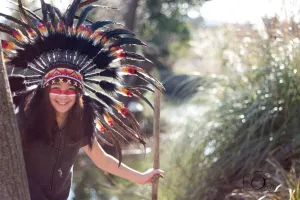 N41- From 5-8  years Kid / Child's: double feather Headdress 21 inch. – 53,34 cm