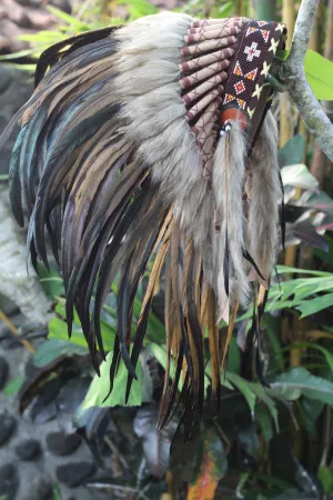 N60- New Model Brown natural Feather Headdress / Warbonnet.