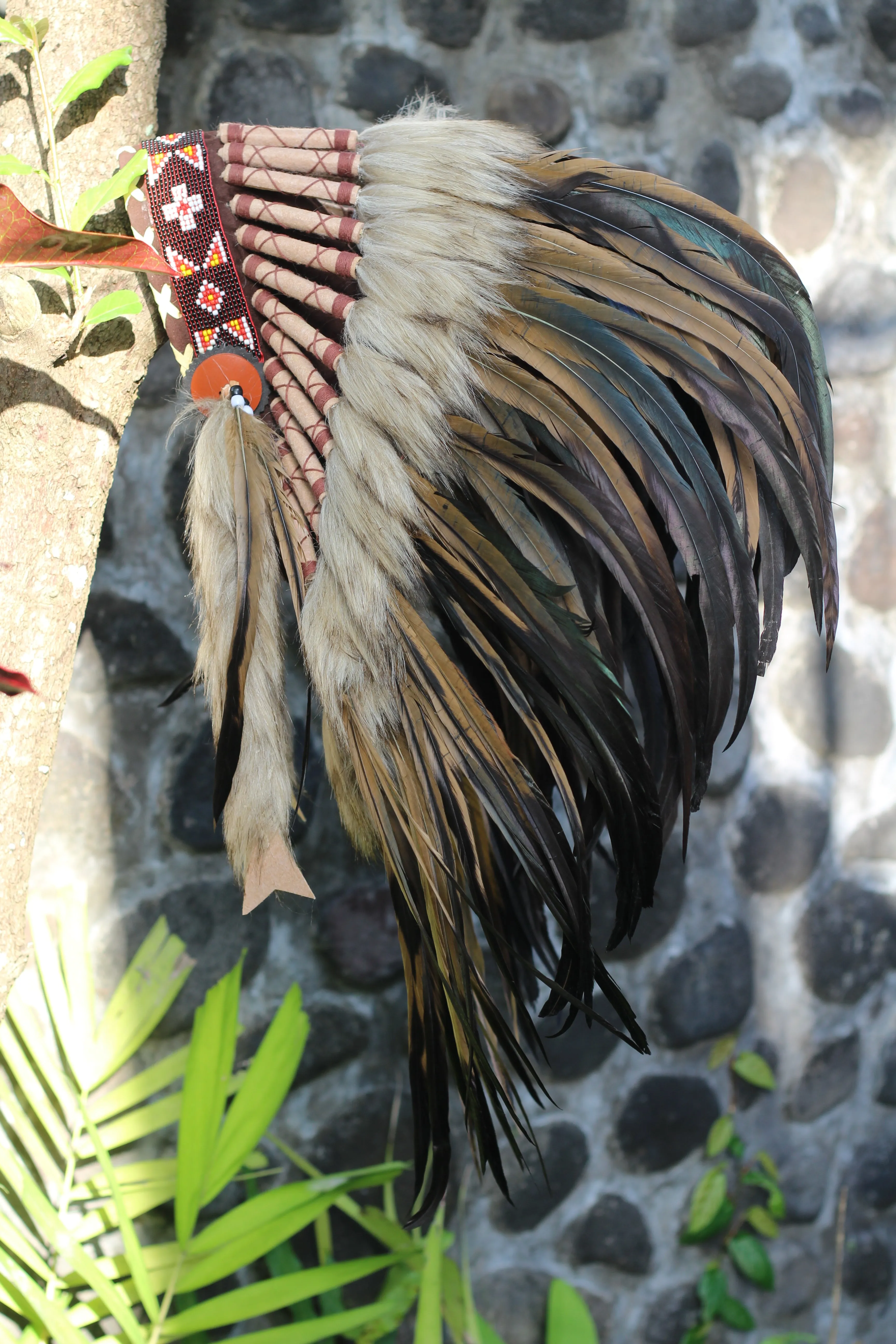 N60- New Model Brown natural Feather Headdress / Warbonnet.