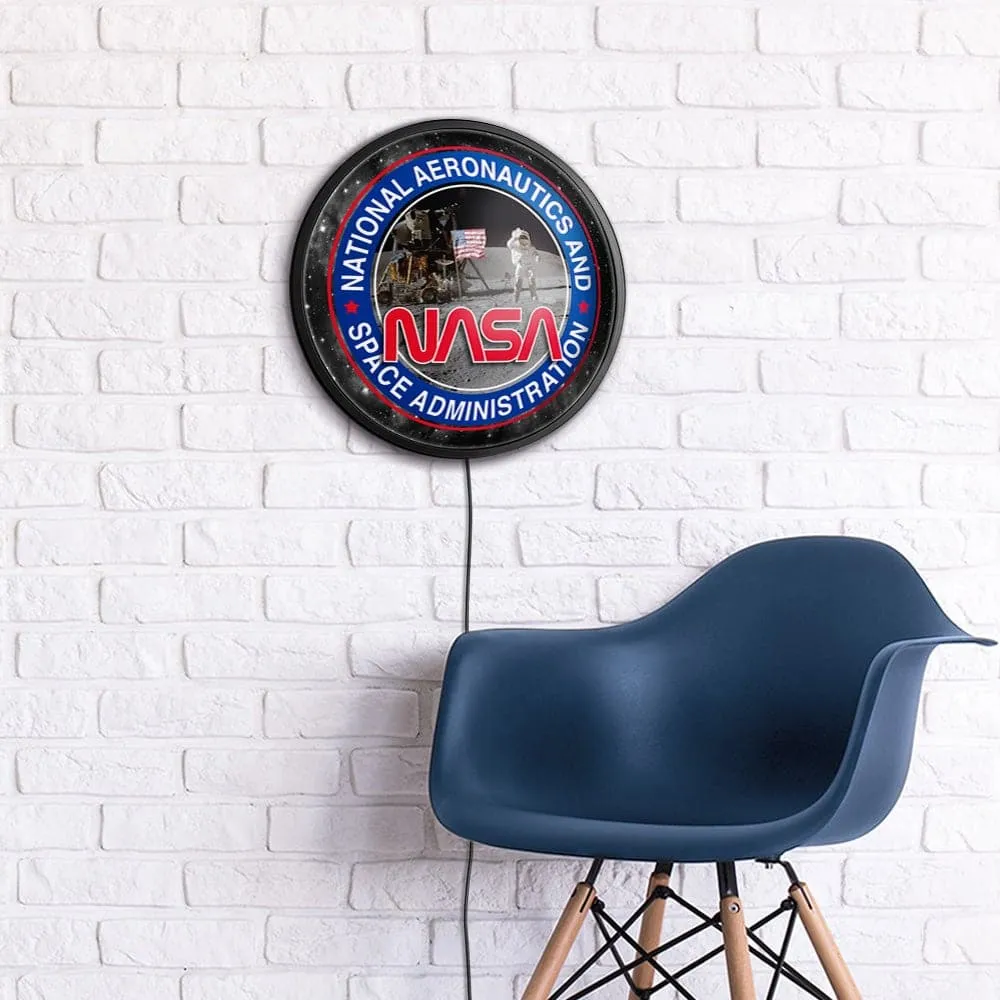 NASA: Lunar Walk - Round Slimline Lighted Wall Sign