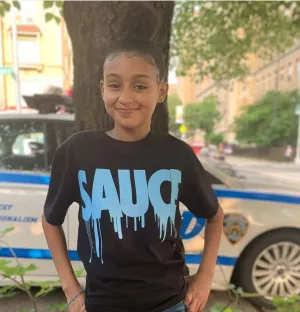 Neon Blue Glitter Sauce | Black Tee