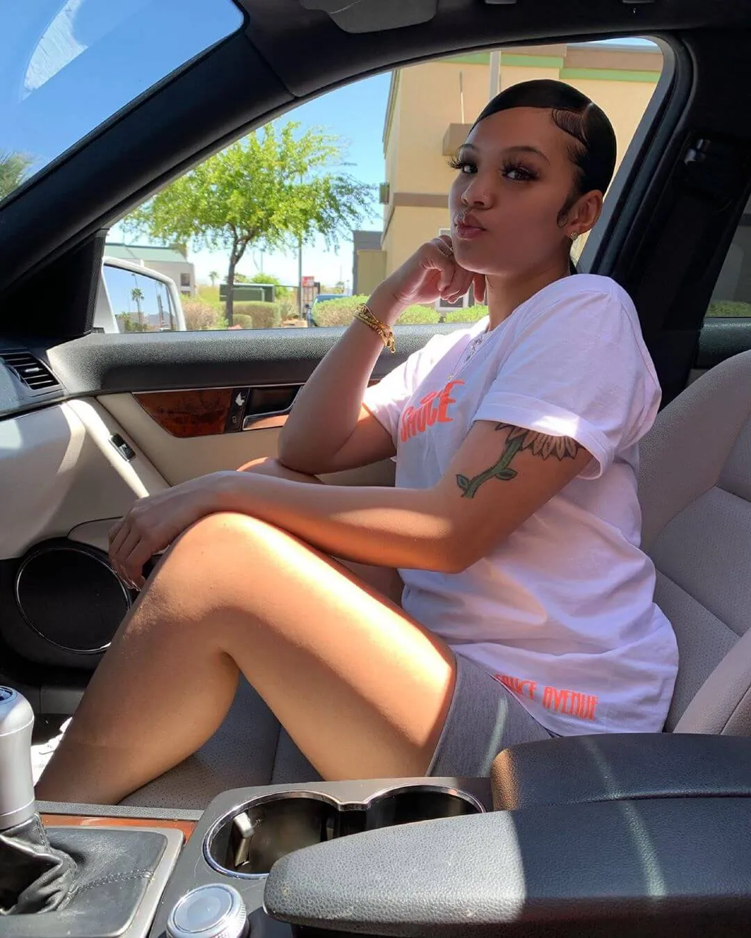 Neon Grapefruit Glitter Drippin Sauce | White Tee