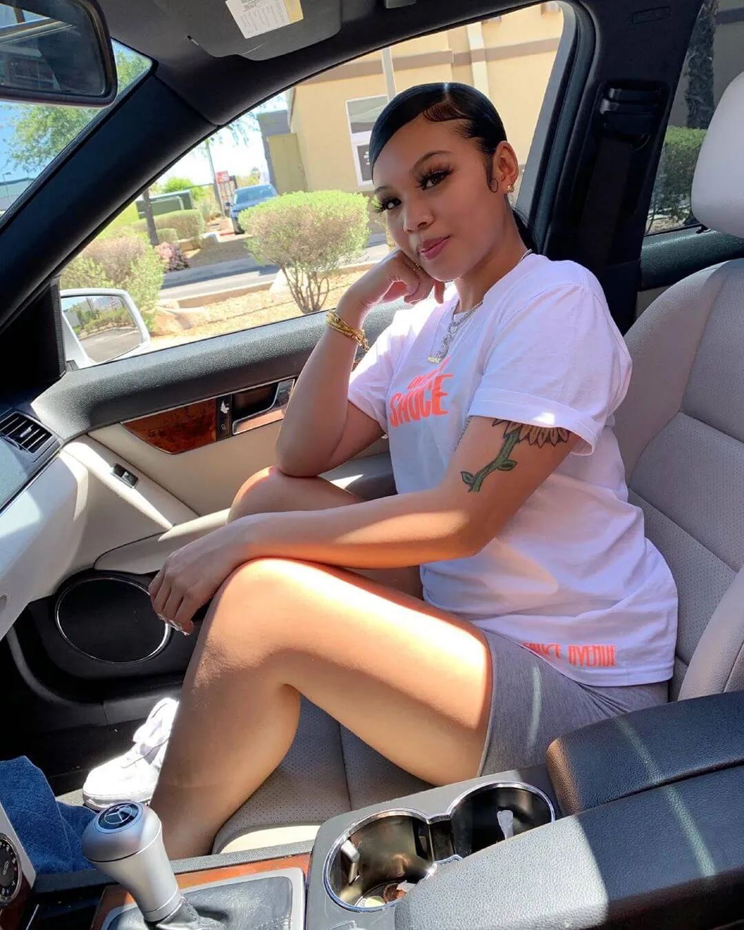 Neon Grapefruit Glitter Drippin Sauce | White Tee