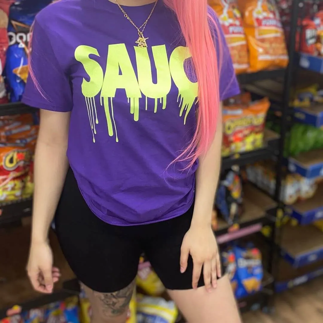 Neon Yellow Glitter Sauce | Purple Tee