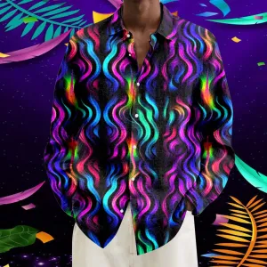 New Fashion Men's Mardi Gras Shirt Graphic Long Sleeve 3d Digital Print Lapel Carnival Vintage Shirt Party Blouse Plus Size