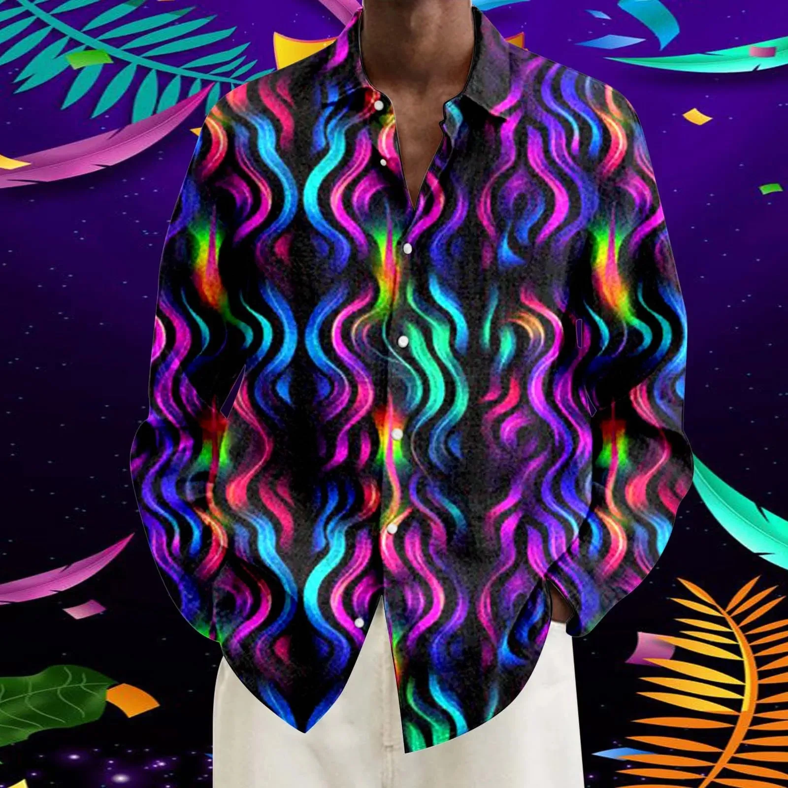 New Fashion Men's Mardi Gras Shirt Graphic Long Sleeve 3d Digital Print Lapel Carnival Vintage Shirt Party Blouse Plus Size