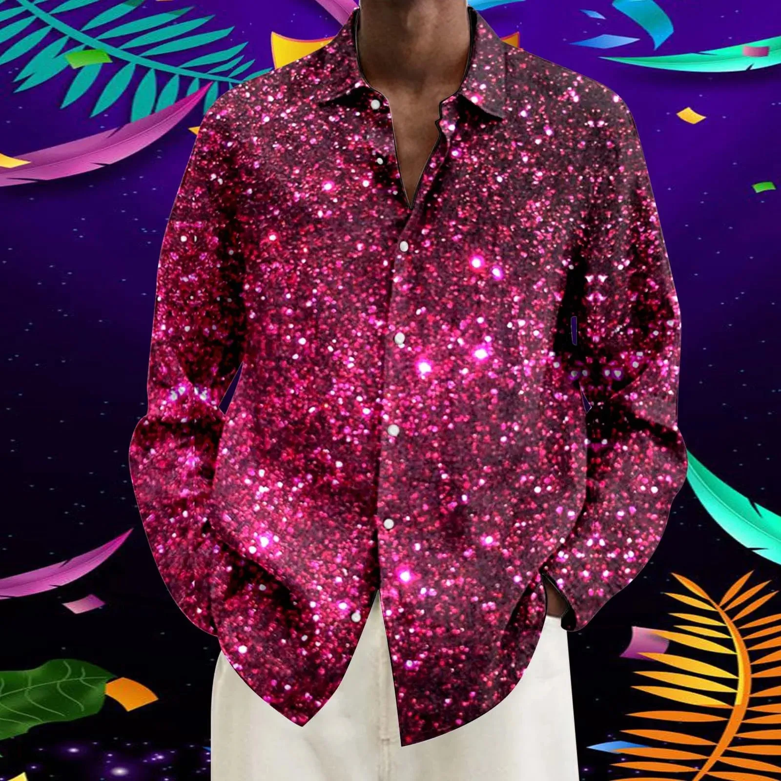 New Fashion Men's Mardi Gras Shirt Graphic Long Sleeve 3d Digital Print Lapel Carnival Vintage Shirt Party Blouse Plus Size