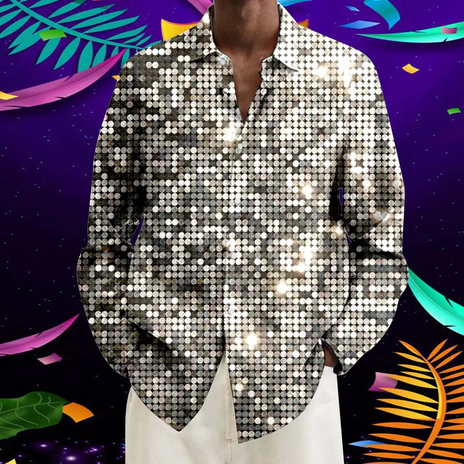 New Fashion Men's Mardi Gras Shirt Graphic Long Sleeve 3d Digital Print Lapel Carnival Vintage Shirt Party Blouse Plus Size