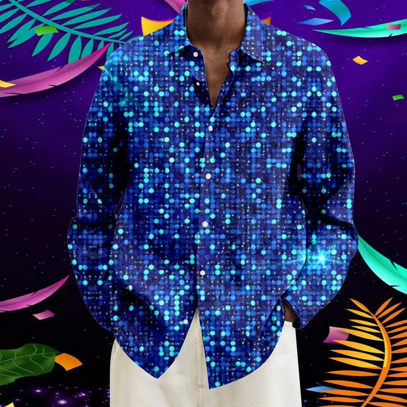 New Fashion Men's Mardi Gras Shirt Graphic Long Sleeve 3d Digital Print Lapel Carnival Vintage Shirt Party Blouse Plus Size