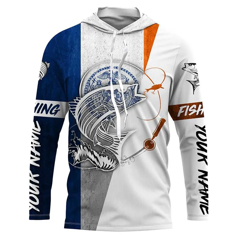 New York Striped Bass Fishing tattoo Custom Long sleeve Fishing Shirts, NY Striper Fishing gifts IPHW3546