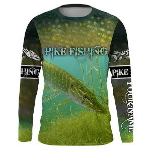 Northern Pike fishing underwater camo Custom name 3d print Shirt, Hoodie TTS0553
