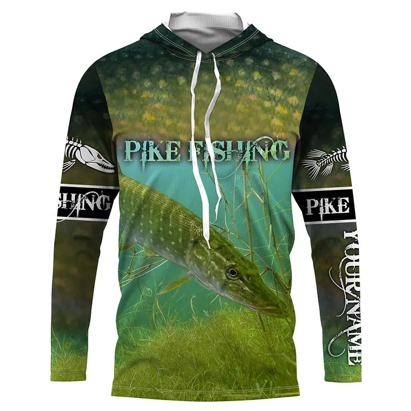 Northern Pike fishing underwater camo Custom name 3d print Shirt, Hoodie TTS0553