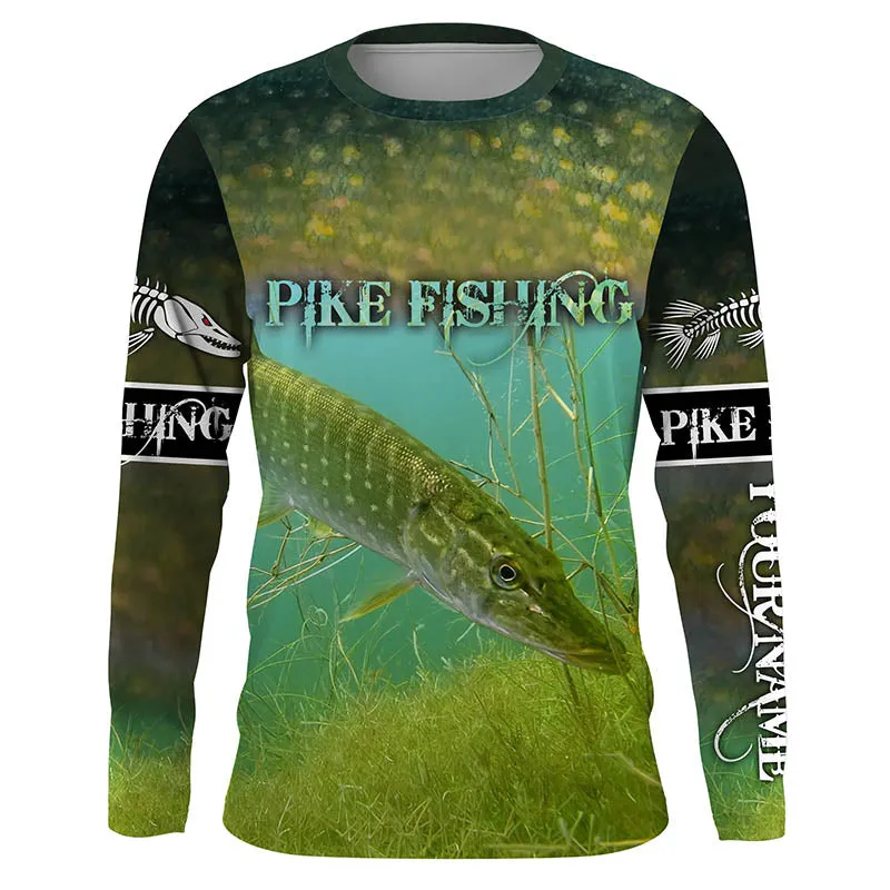 Northern Pike fishing underwater camo Custom name 3d print Shirt, Hoodie TTS0553
