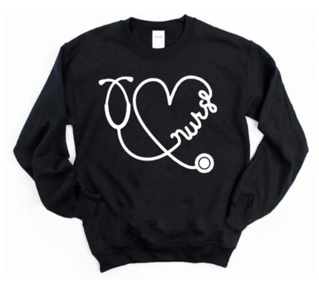 Nurse Shirts | RN Shirts | Nurse Heart Shirt | Nurse Shirt | Crewneck Sweatshirt | LVN Shirts
