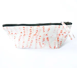 Orange, Pink Succulent Vine Block Print Large Zipper Pouch