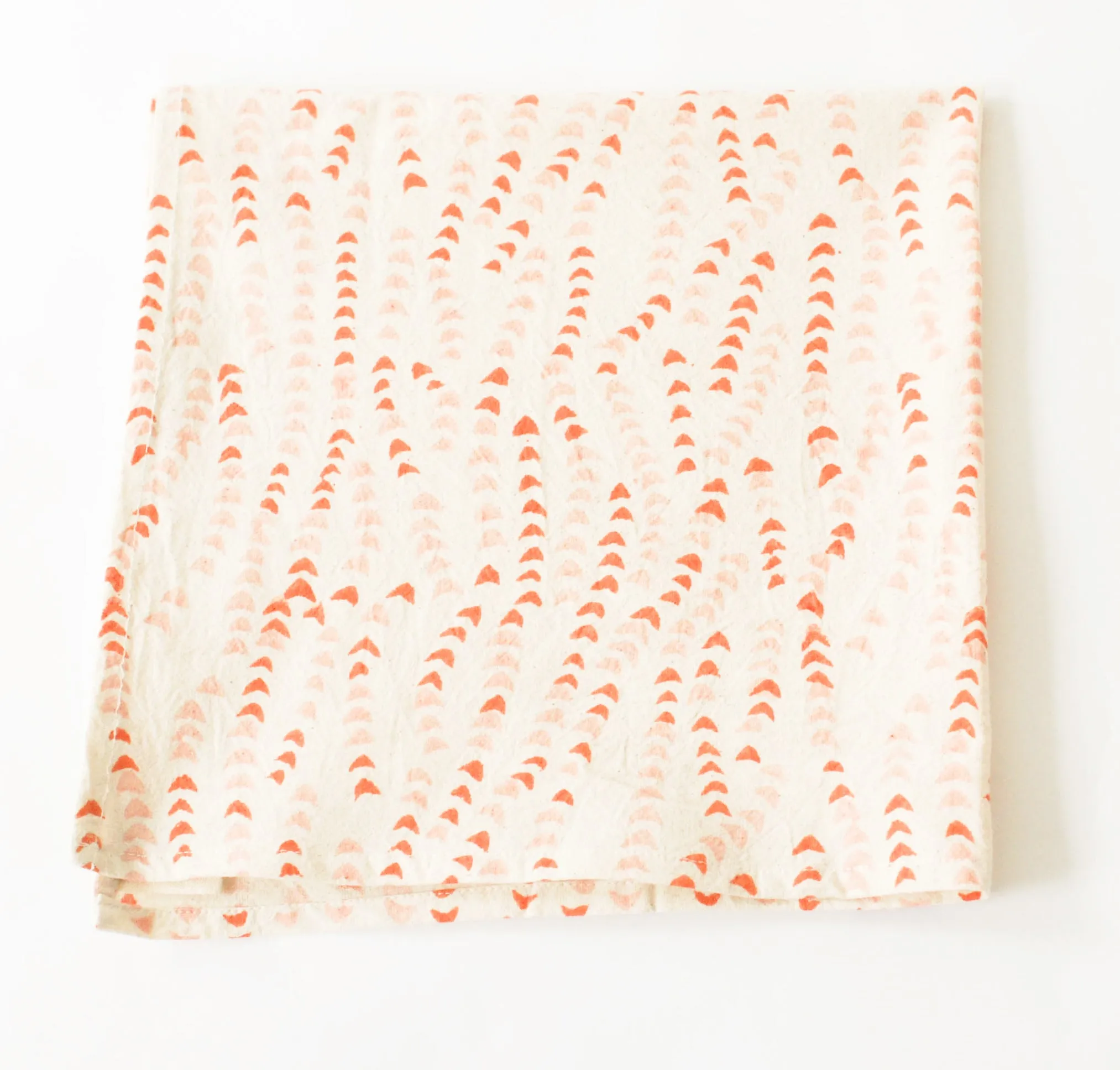Orange, Pink, White  Leaf Vine Cotton Blockprinted Dinner Napkin Set