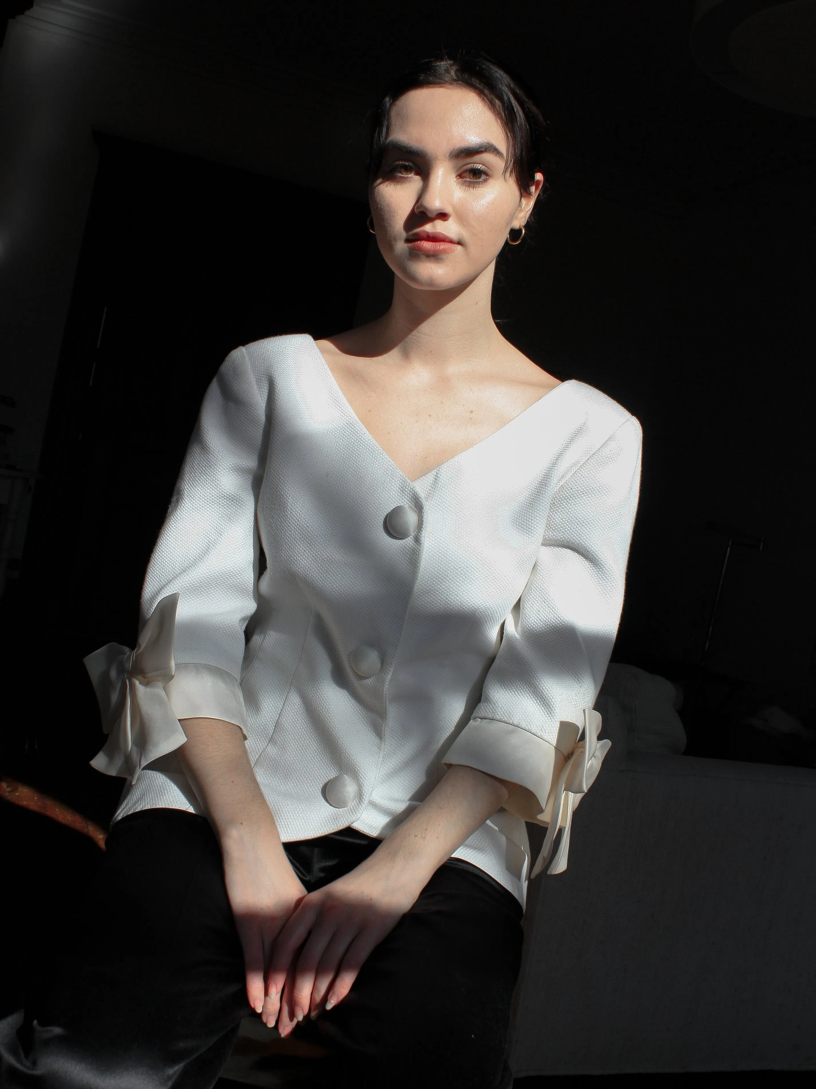 Organza Trimmed Cotton Jacket