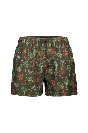 Palmartini Print Swim Shorts In Green