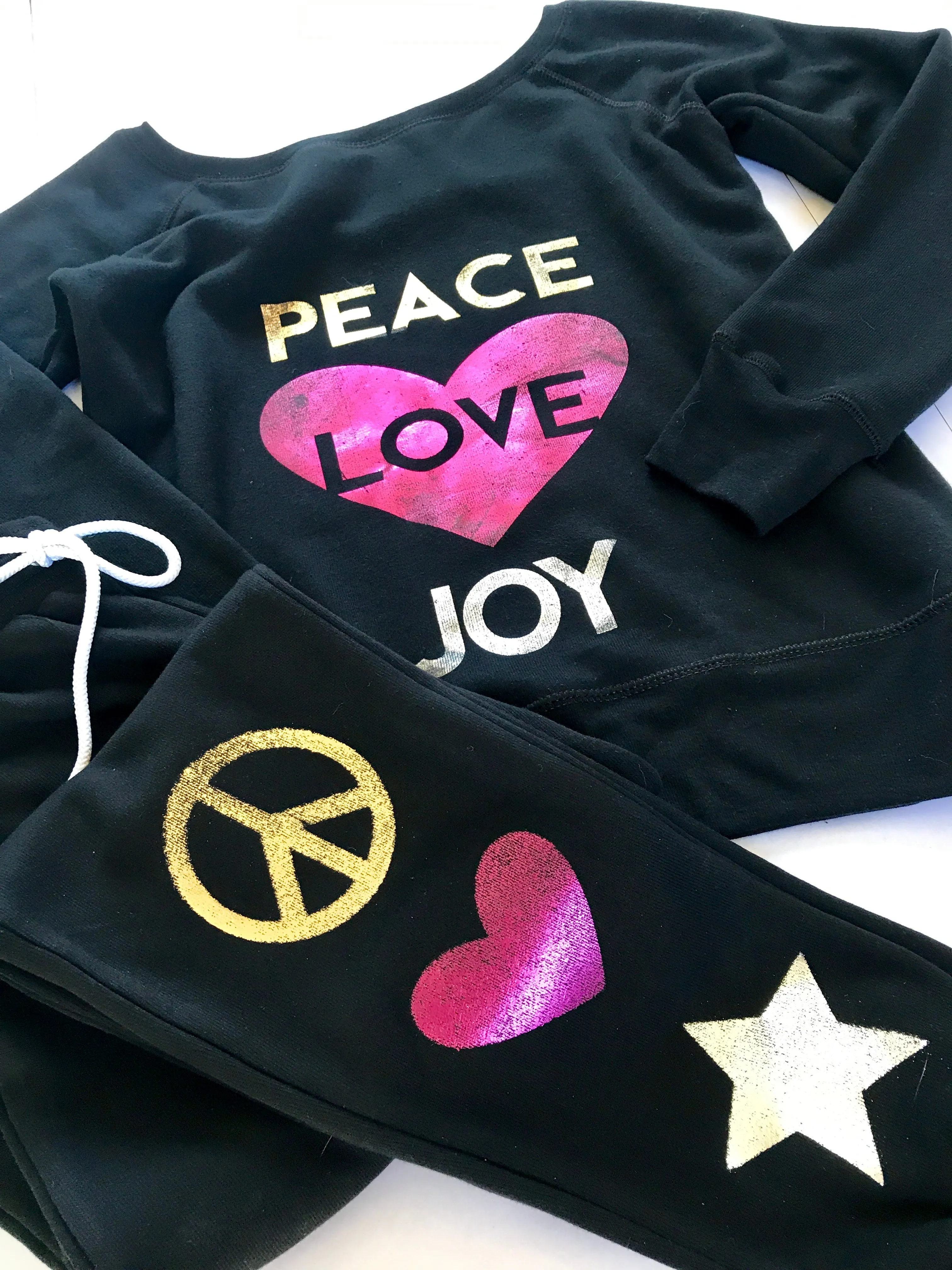 PEACE LOVE JOY WIDE NECK PULLOVER SWEATSHIRT