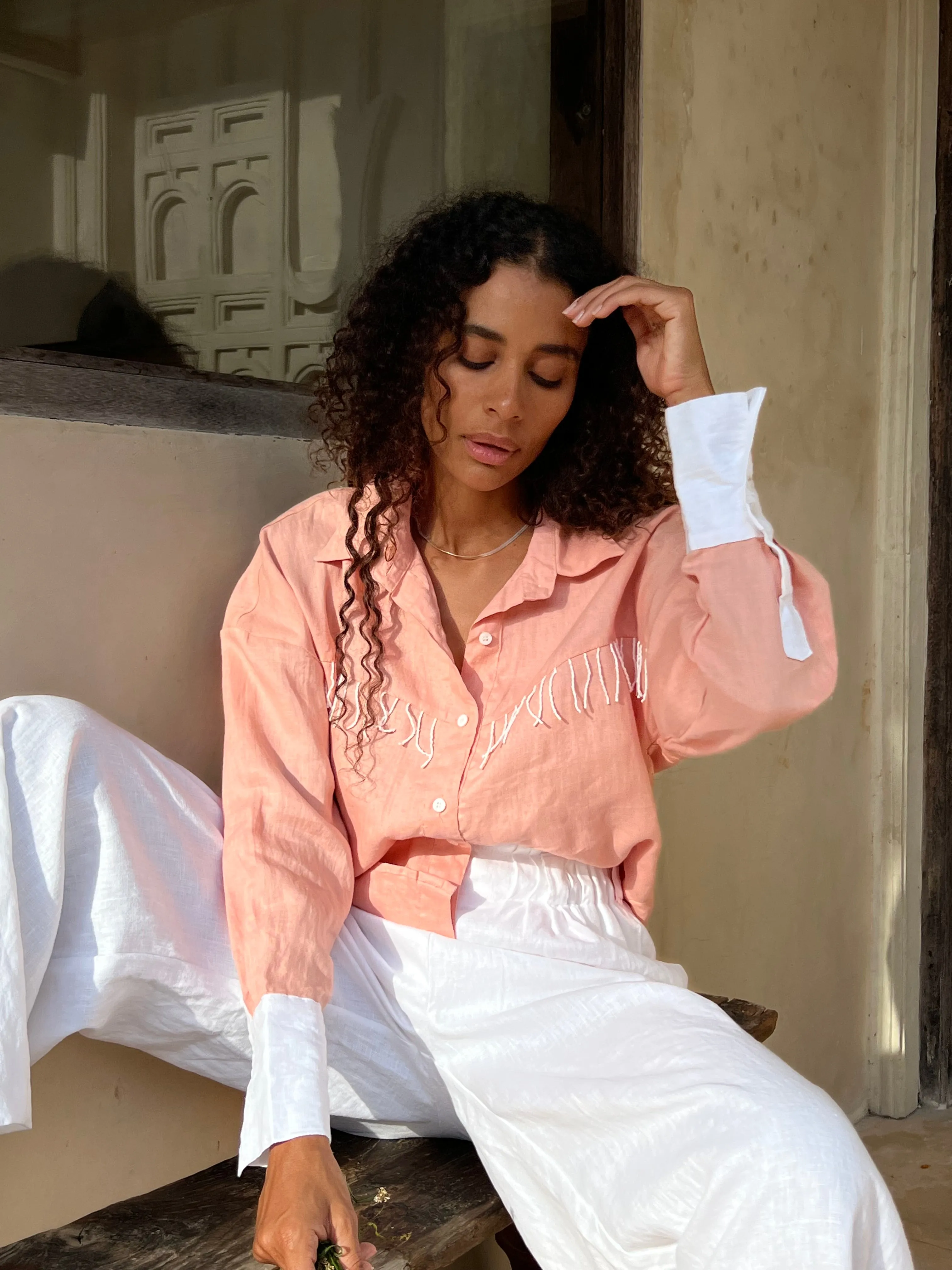 PEACH ULU | WHITE FRINGE by Puka the Label