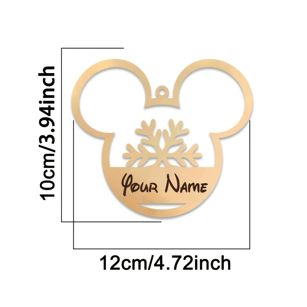Personalized Disney-Inspired Christmas Tree Ornament with Custom Name - 1pc Contemporary Manufactured Wood Holiday Decoration, Perfect Christmas Gift, No Battery Required