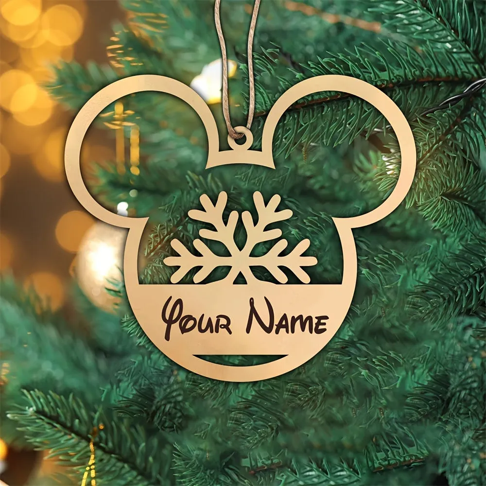 Personalized Disney-Inspired Christmas Tree Ornament with Custom Name - 1pc Contemporary Manufactured Wood Holiday Decoration, Perfect Christmas Gift, No Battery Required