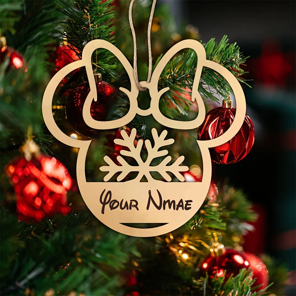Personalized Disney-Inspired Christmas Tree Ornament with Custom Name - 1pc Contemporary Manufactured Wood Holiday Decoration, Perfect Christmas Gift, No Battery Required