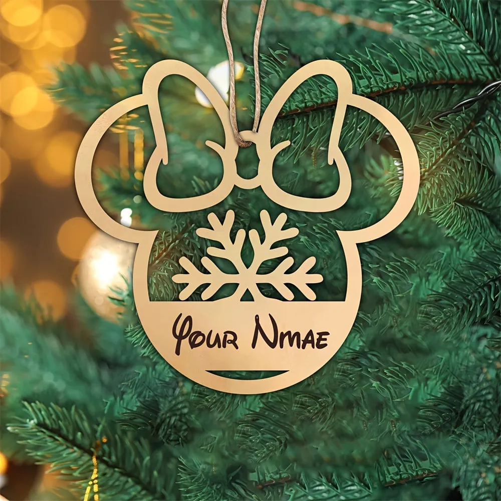 Personalized Disney-Inspired Christmas Tree Ornament with Custom Name - 1pc Contemporary Manufactured Wood Holiday Decoration, Perfect Christmas Gift, No Battery Required