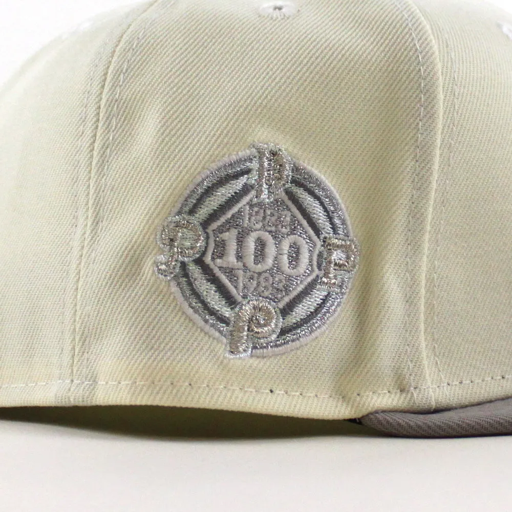 Philadelphia Phillies 100 Years Patch 59Fifty New Era Fitted Hat (Chrome White Stone Gray Under Brim)