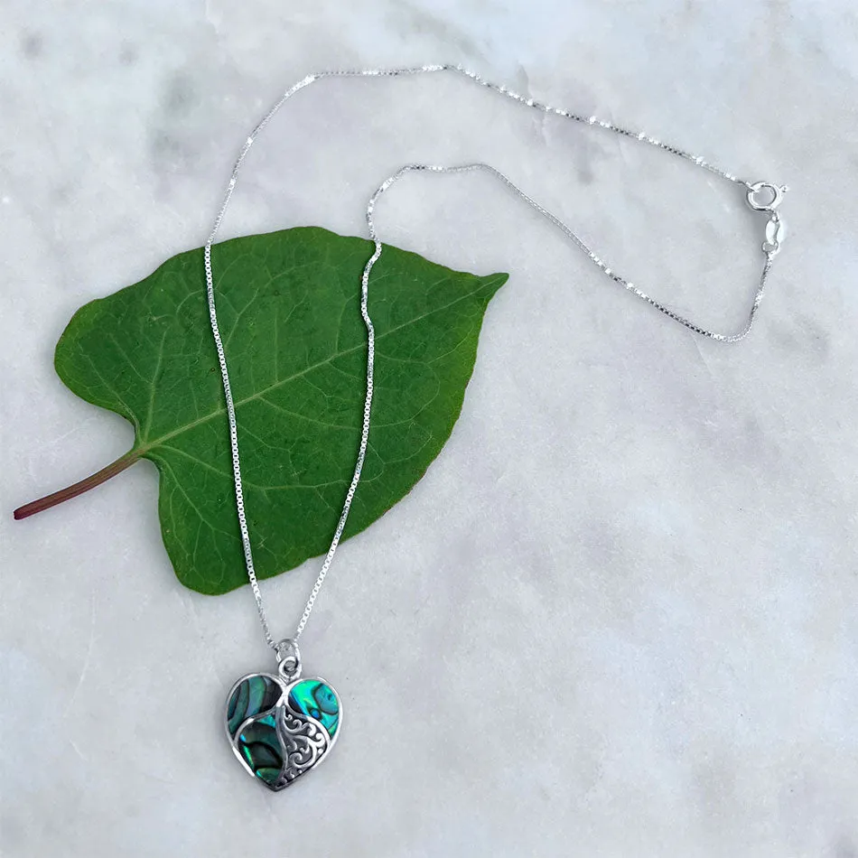 Pre-order!  Abalone Heart Necklace - Sterling Silver, Indonesia
