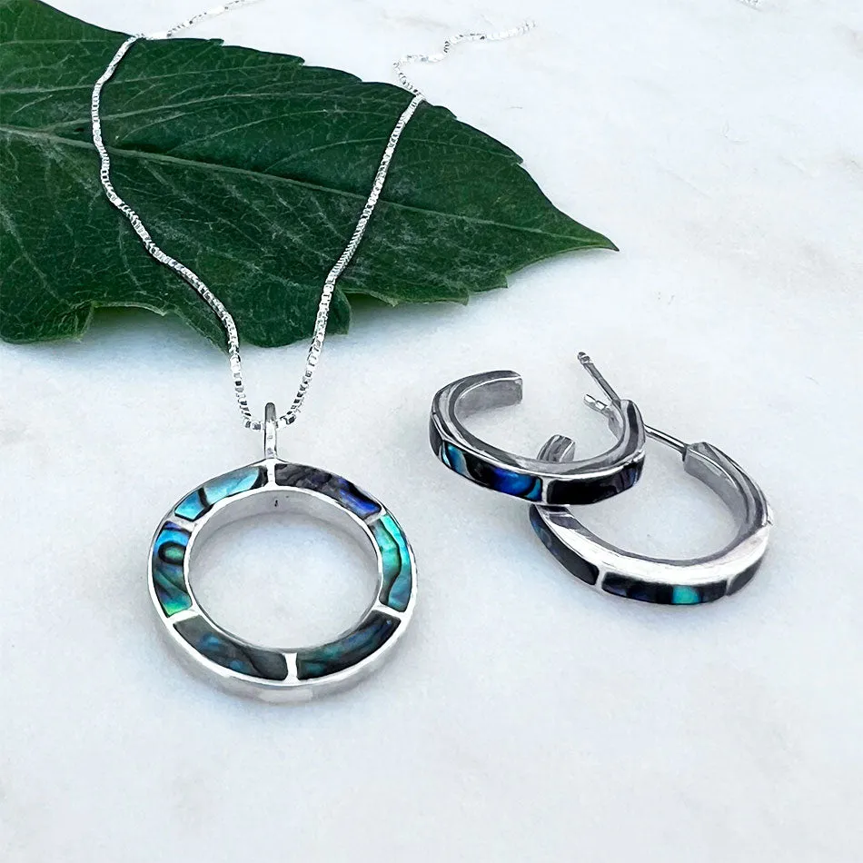 Pre-order! Abalone Inlay Huggies - Sterling Silver, Indonesia