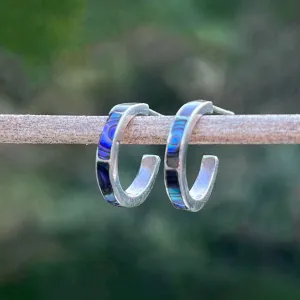 Pre-order! Abalone Inlay Huggies - Sterling Silver, Indonesia