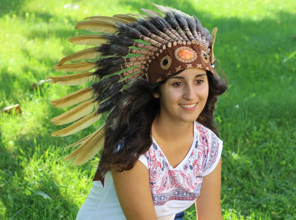 PRICE REDUCED N61- Golden Feather Headdress