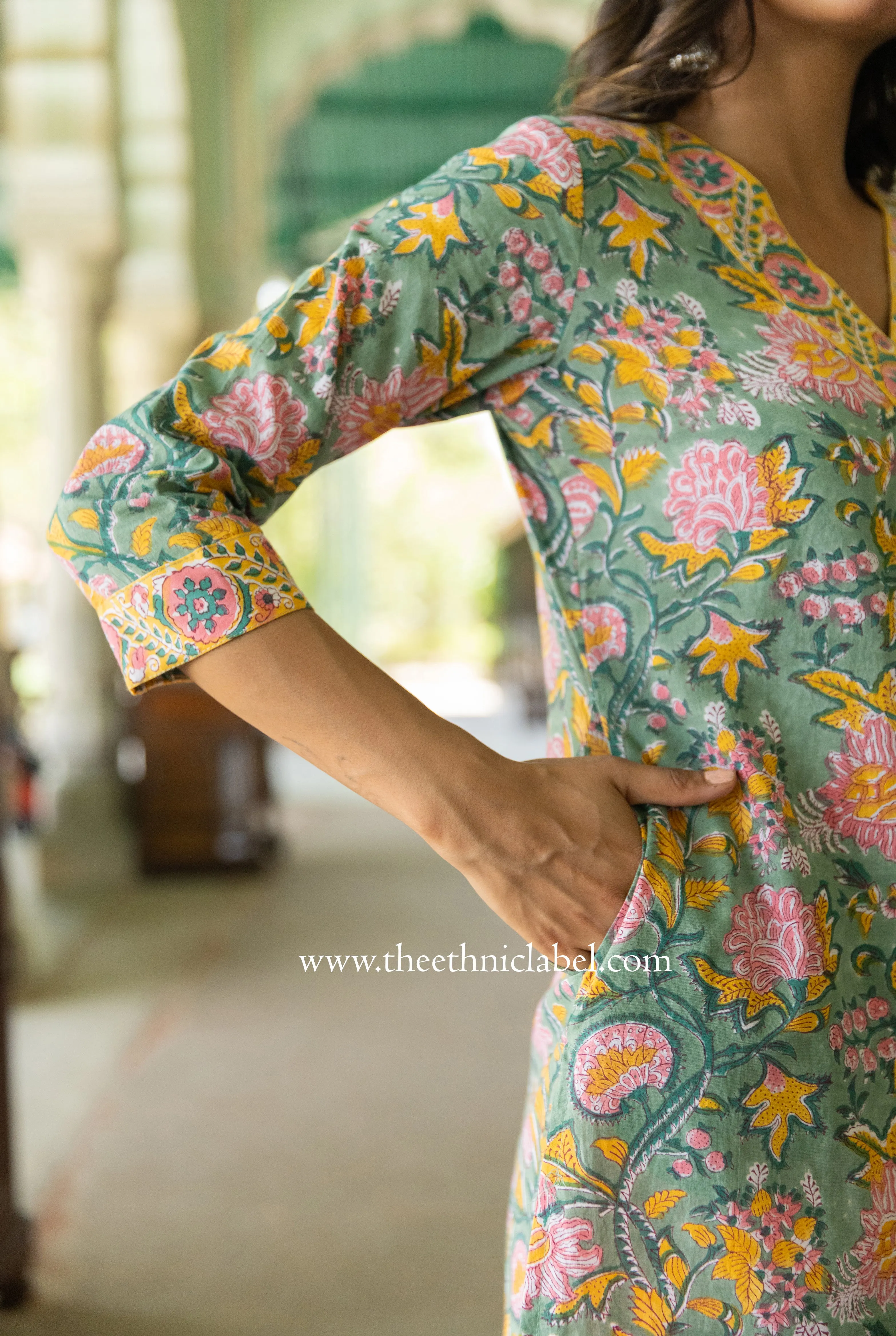 "Himaya" Hand Block Printed Cotton kurta