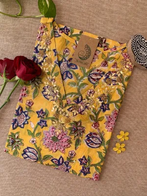 "Nayani" Hand Work Embellished Cotton kurta