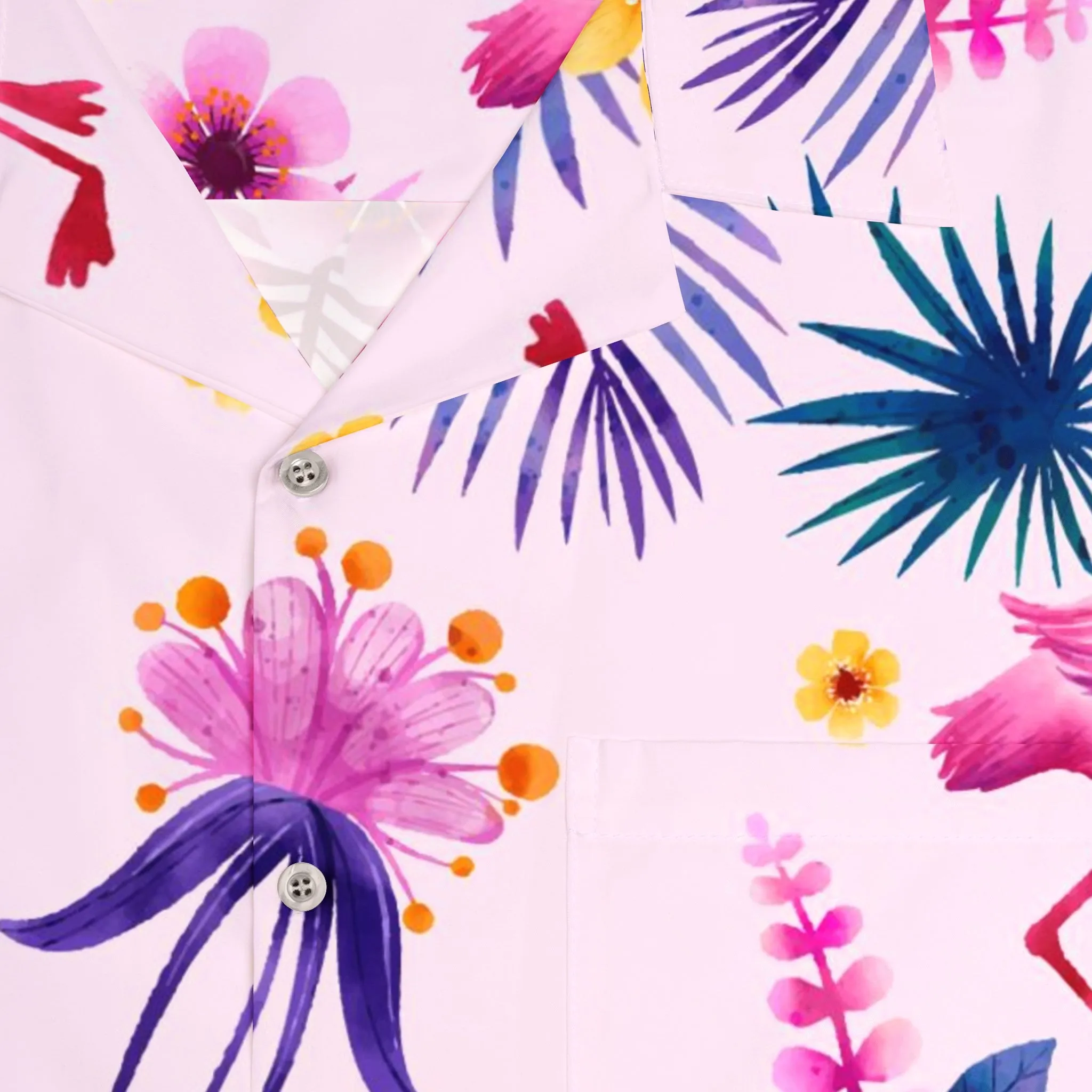 "Pink Flamingo Carnival" Hawaiian Shirt - Cotton