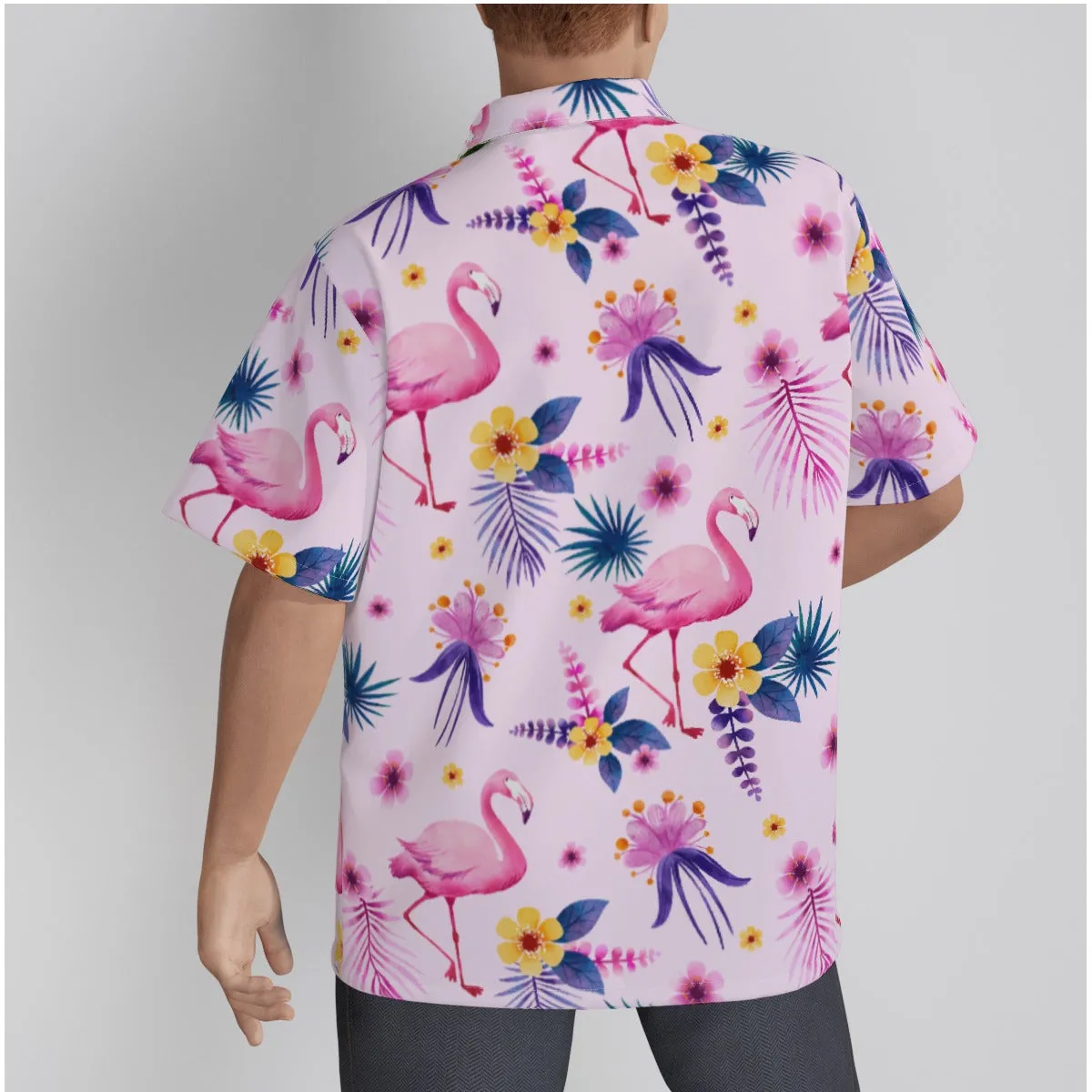 "Pink Flamingo Carnival" Hawaiian Shirt - Cotton