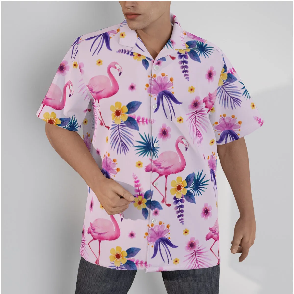 "Pink Flamingo Carnival" Hawaiian Shirt - Cotton